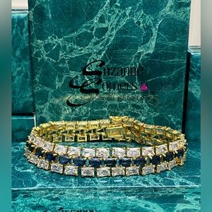 Suzanne Somers 18K Gold over 925 sterling silver cornflower tennis bracelet.